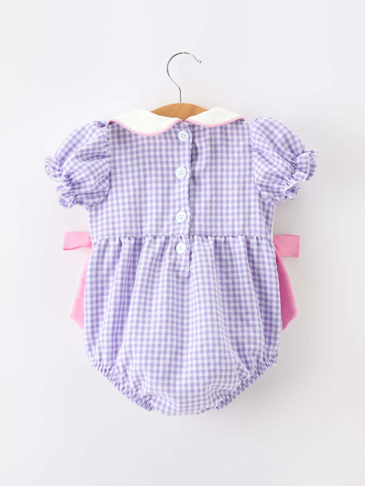 Rylee Faith Designs - Thanksgiving Turkey Smocked Plaid Bow Girls Bubble Romper - alternate view 2