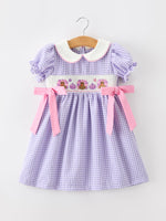 Rylee Faith Designs - Thanksgiving Turkey Smocked Plaid Bow Girls Dress