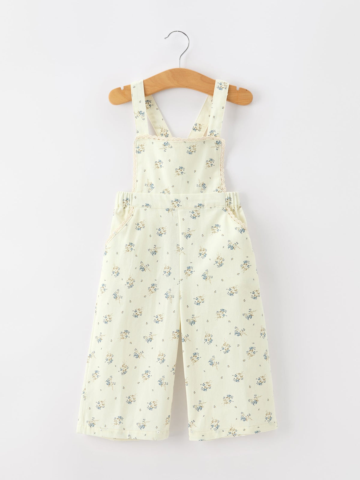 Rylee Faith Designs - Girls Floral Print Lace Trim Wide Leg Jumpsuit