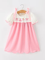 Rylee Faith Designs - Fall Pink Ballet Embroidery Bow Polka Dot Dress - alternate view 7