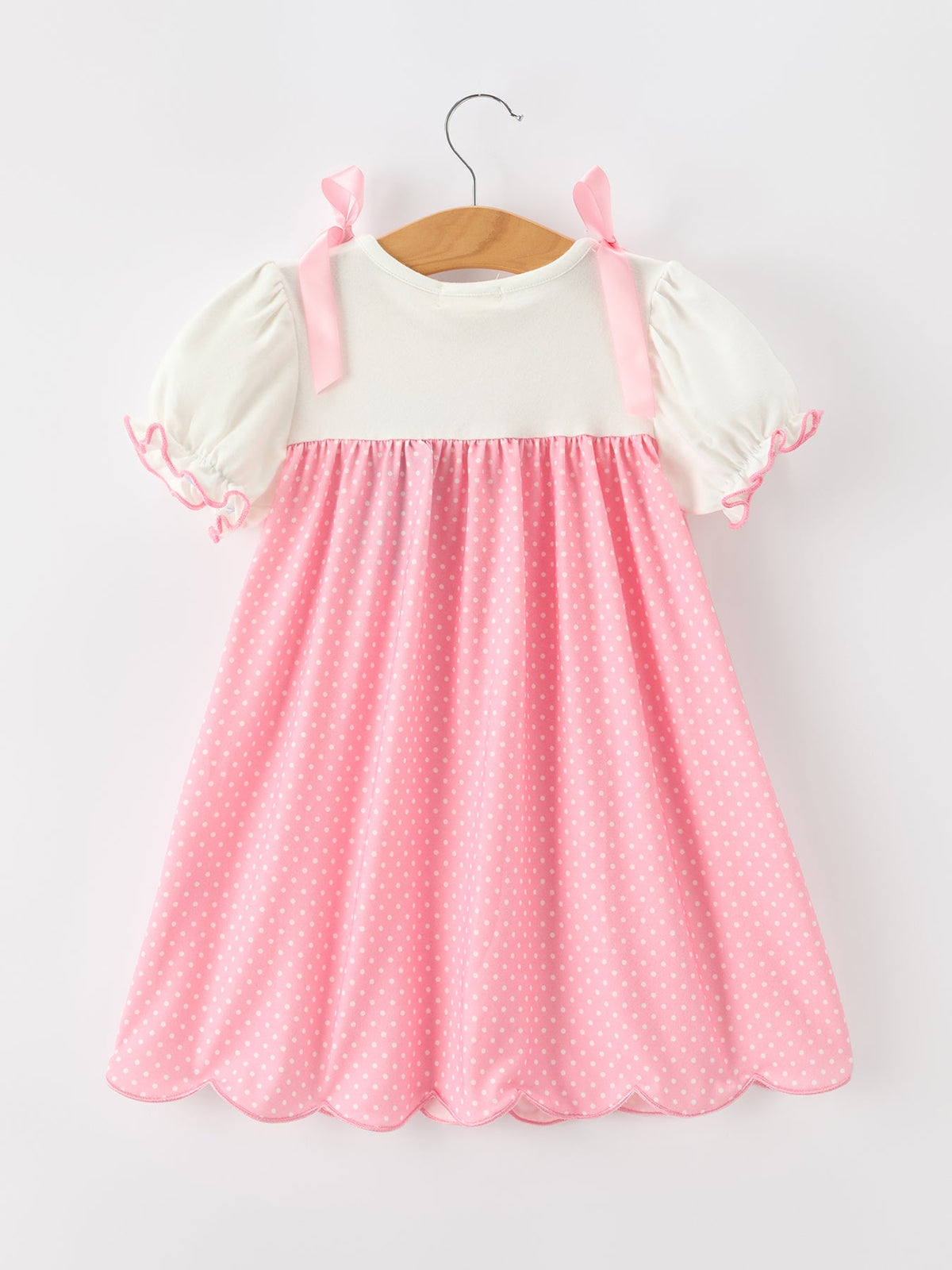 Rylee Faith Designs - Fall Pink Ballet Embroidery Bow Polka Dot Dress - alternate view 8