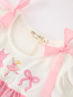Rylee Faith Designs - Fall Pink Ballet Embroidery Bow Polka Dot Dress - alternate view 9