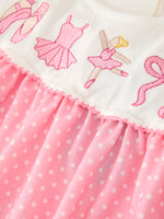 Rylee Faith Designs - Fall Pink Ballet Embroidery Bow Polka Dot Dress - alternate view 10