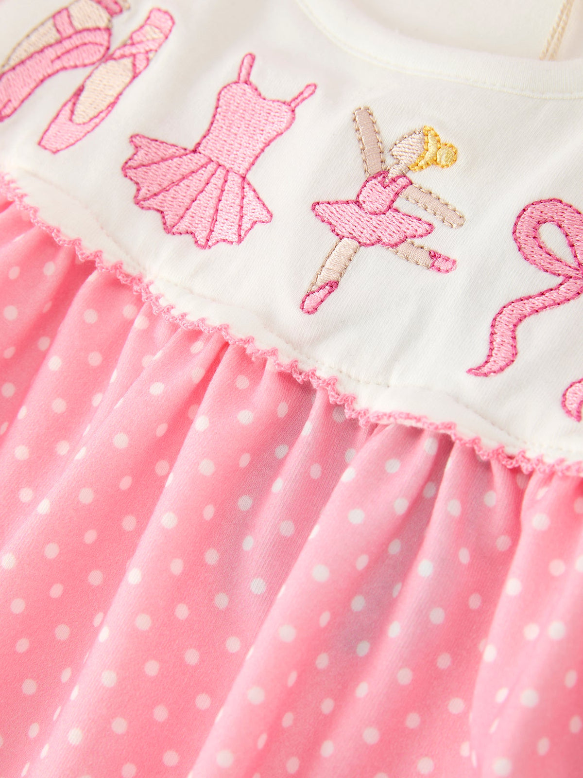 Rylee Faith Designs - Fall Pink Ballet Embroidery Bow Polka Dot Dress - alternate view 10