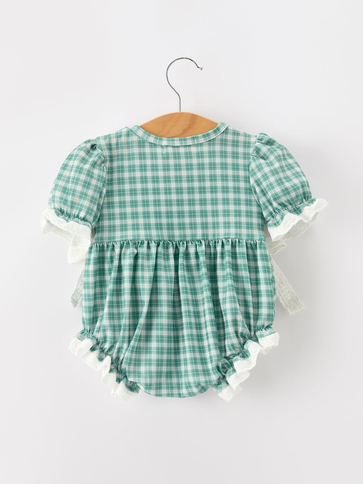 Rylee Faith Designs - Western Plaid Horse Embroidered Girl Bubble Romper - alternate view 7