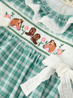 Rylee Faith Designs - Western Plaid Horse Embroidered Girl Bubble Romper - alternate view 9