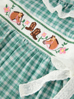 Rylee Faith Designs - Western Plaid Horse Embroidered Girl Dress - alternate view 9