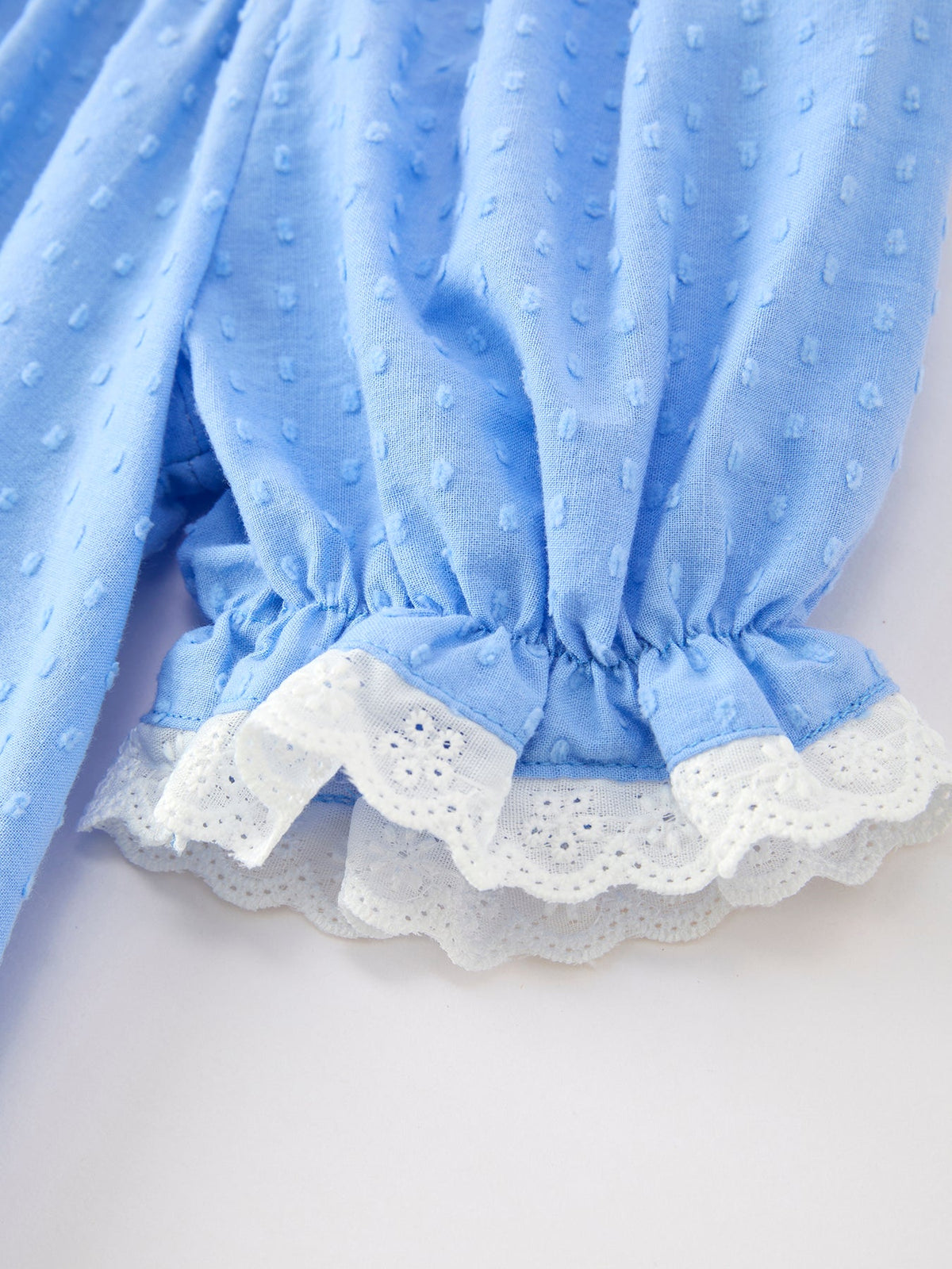 Rylee Faith Designs - Blue Fall Thanksgiving&Halloween Pumpkin Smock Embroidery Lace Baby Girl Dress - alternate view 9