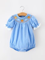 Rylee Faith Designs - Halloween Thanksgiving Pumpkin Smocked Bubble Romper - alternate view 6