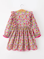 Rylee Faith Designs - Hot Pink Bow Floral Girl Dress - alternate view 2