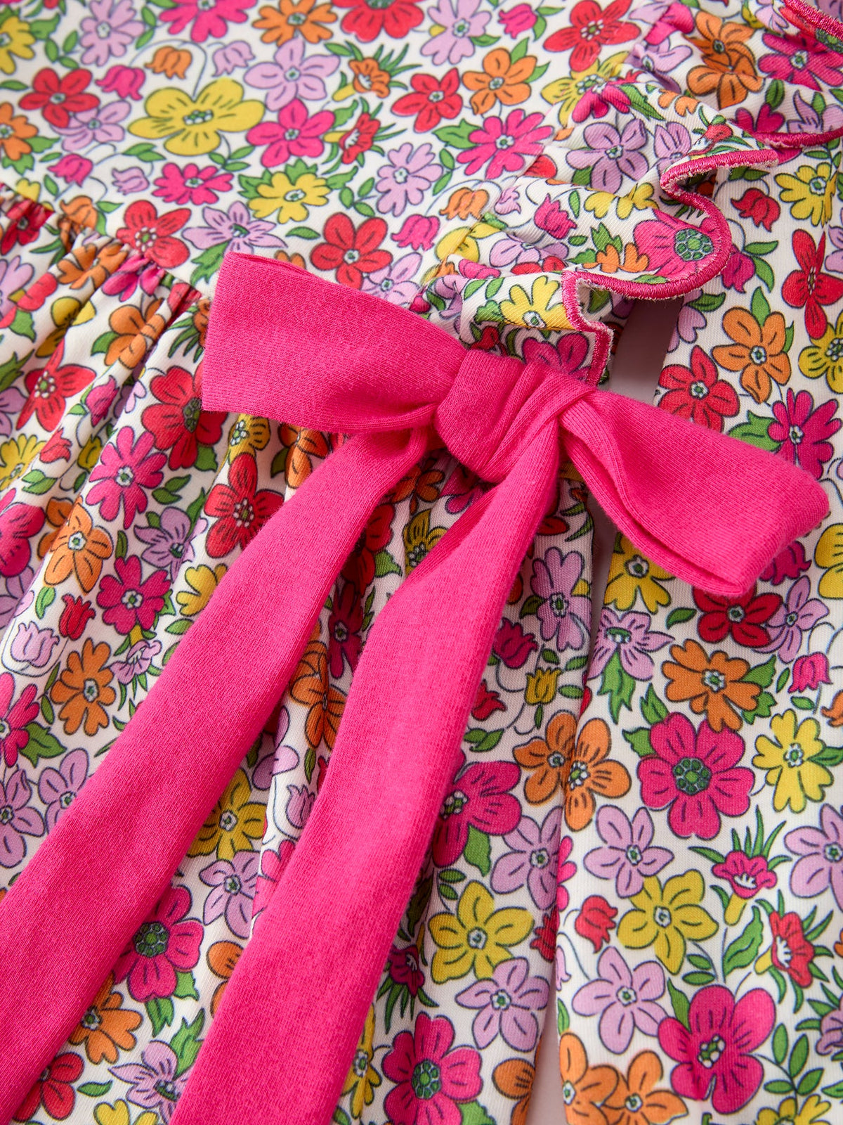 Rylee Faith Designs - Hot Pink Bow Floral Girl Dress - alternate view 4
