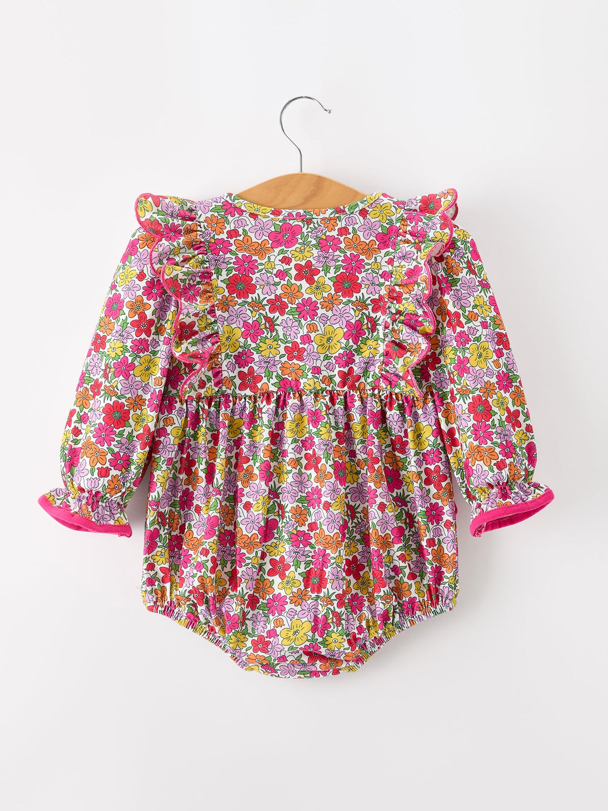 Rylee Faith Designs - Hot Pink Bow Floral Girl Bubble Romper - alternate view 2
