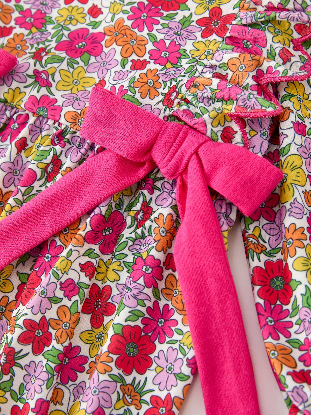 Rylee Faith Designs - Hot Pink Bow Floral Girl Bubble Romper - alternate view 4