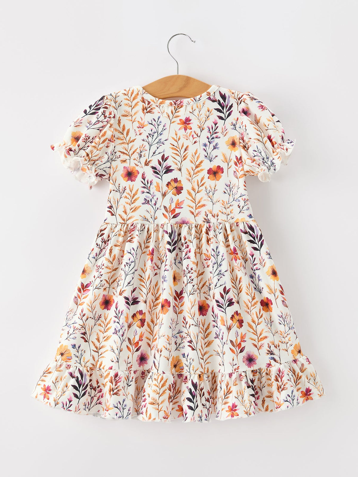 Rylee Faith Designs - Fall Floral Puff Sleeve Ruffle Girls Dress - alternate view 7