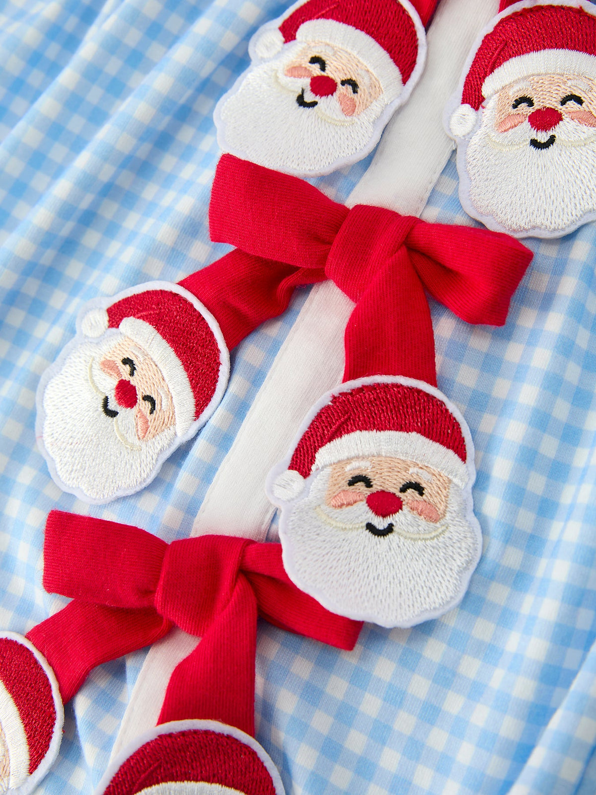 Rylee Faith Designs - Christmas Santa Bow Plaid Girls Bubble Romper - alternate view 4