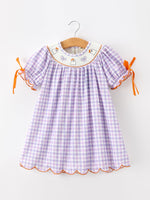Rylee Faith Designs - Halloween Ghost Plaid Bow Scallop Girls Dress