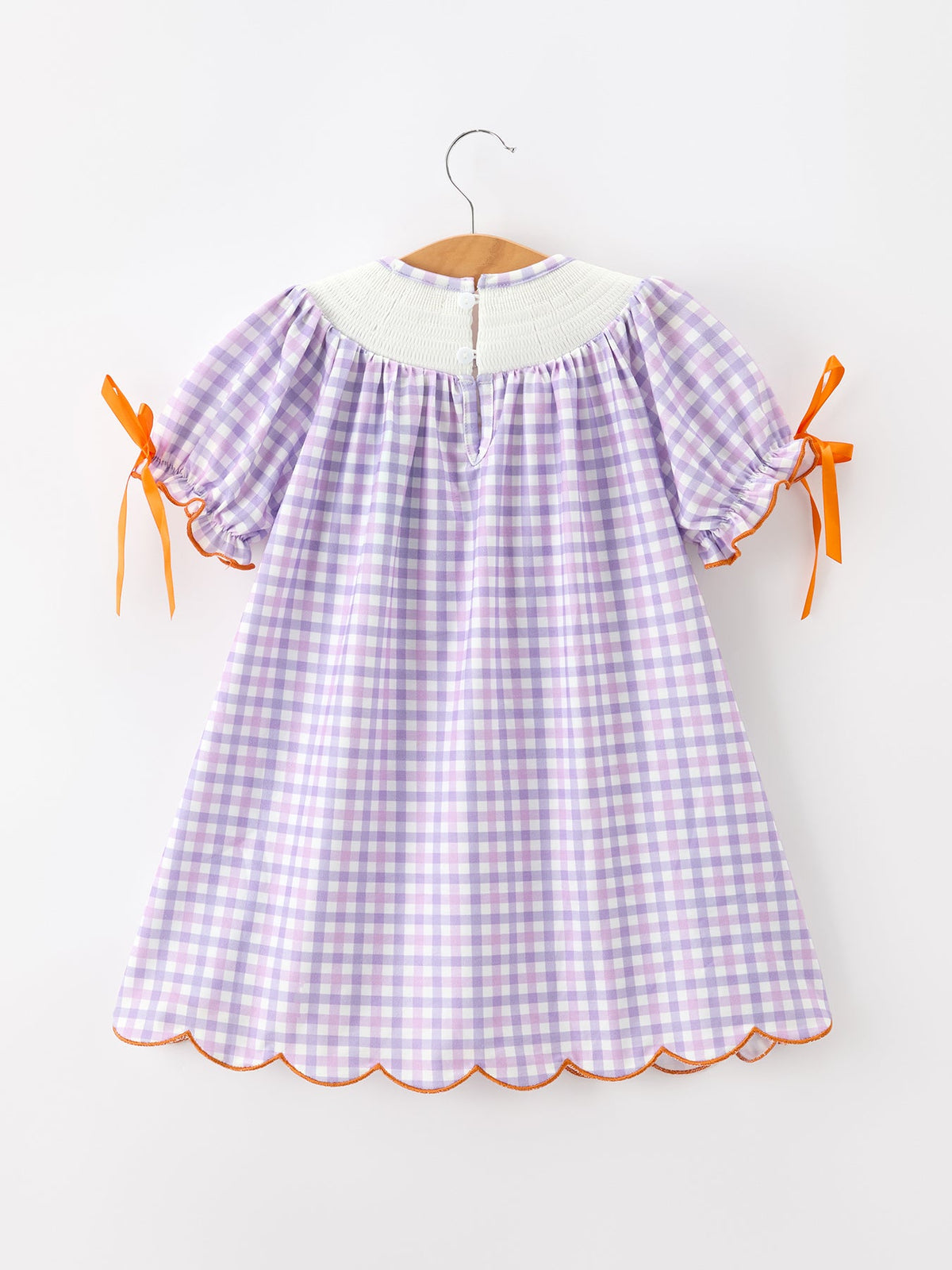 Rylee Faith Designs - Halloween Ghost Plaid Bow Scallop Girls Dress - alternate view 2