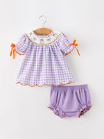 Rylee Faith Designs - Halloween Ghost Plaid Bow Girls Bloomer Set