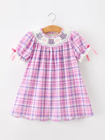 Rylee Faith Designs - Halloween Plaid Bat Smocked Girls Dress
