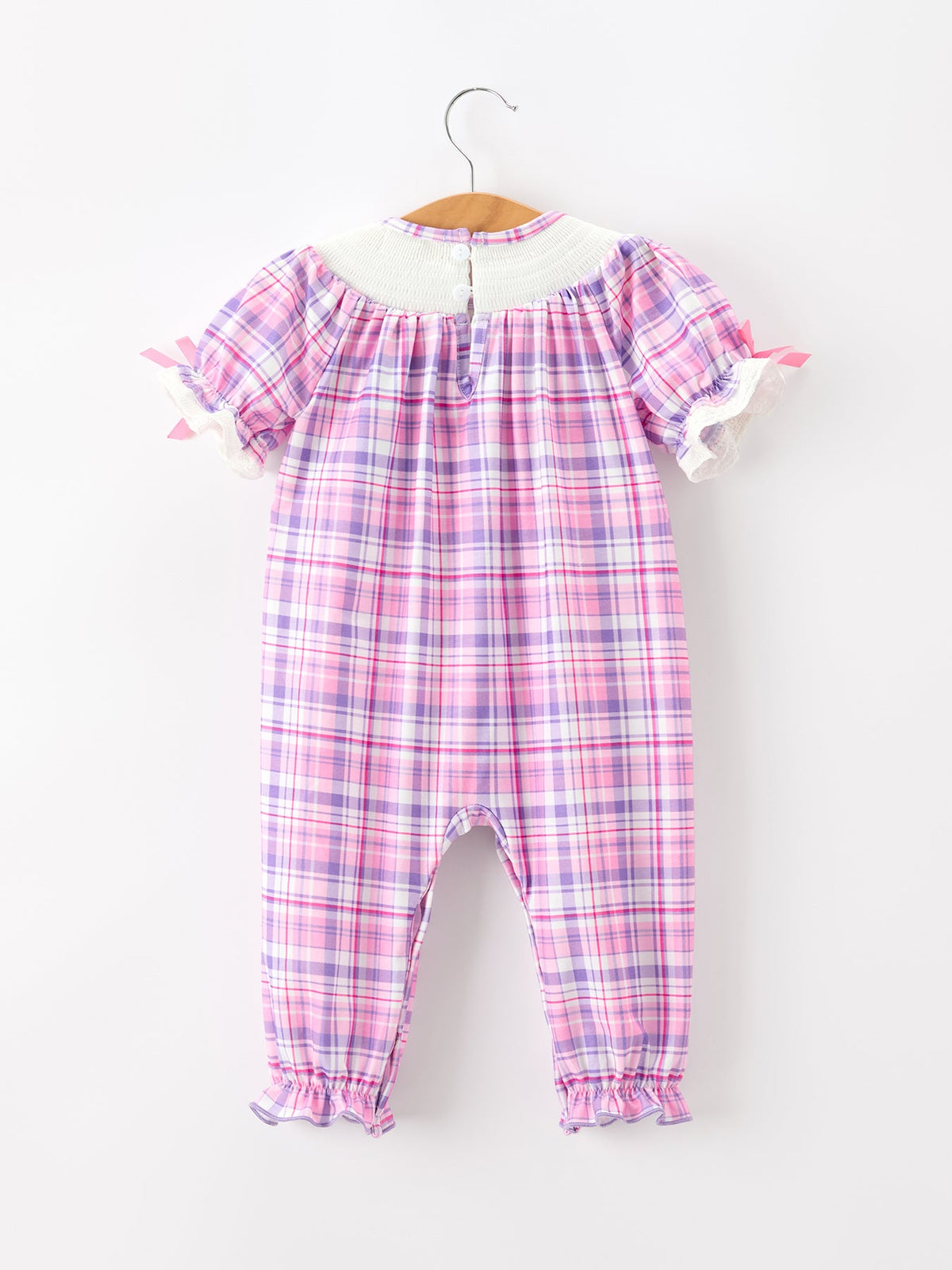 Rylee Faith Designs - Halloween Plaid Bat Smocked Girls Romper - alternate view 2