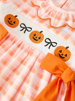 Rylee Faith Designs - Halloween Pumpkin Plaid Bow Girls Dress - alternate view 3