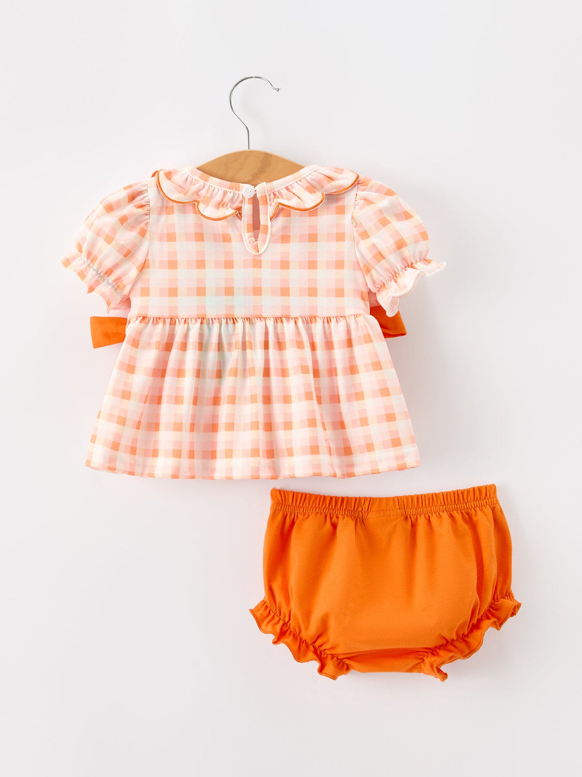 Rylee Faith Designs - Halloween Pumpkin Plaid Girls Bloomer Set - alternate view 2