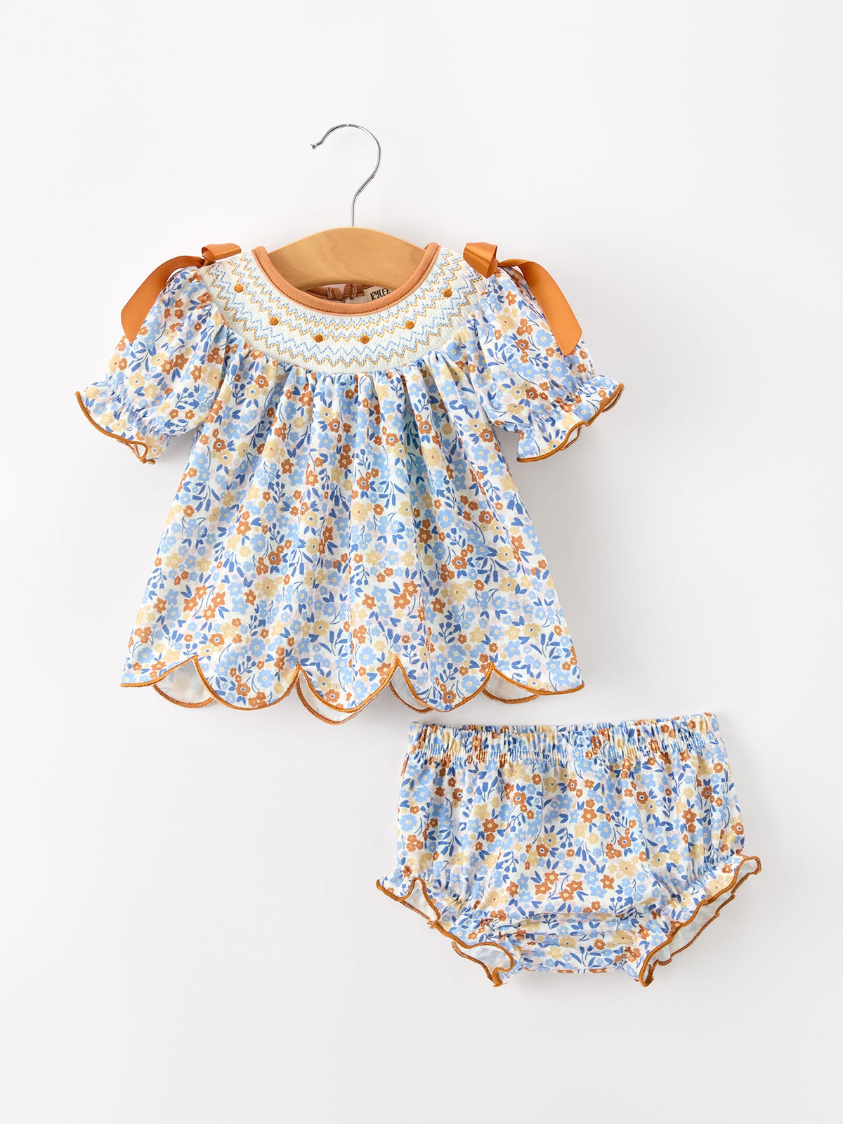 Rylee Faith Designs - Fall Floral Smocked Girls Bloomer Set - alternate view 6