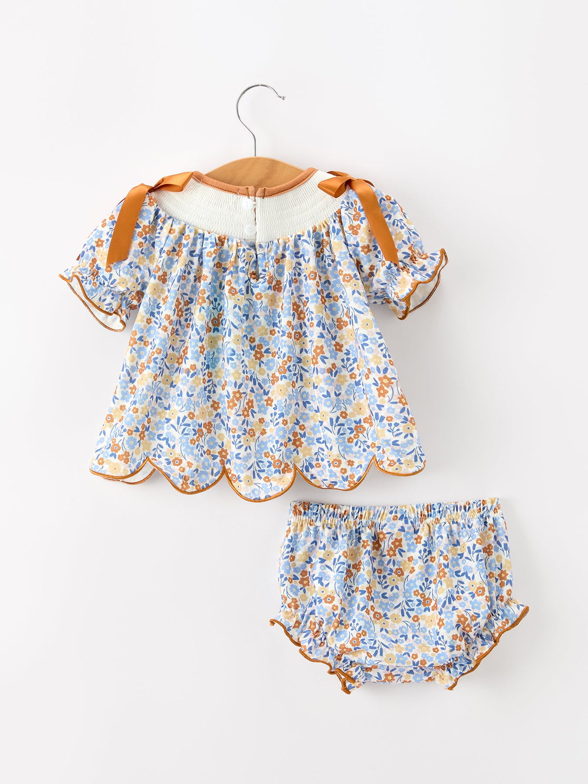 Rylee Faith Designs - Fall Floral Smocked Girls Bloomer Set - alternate view 7