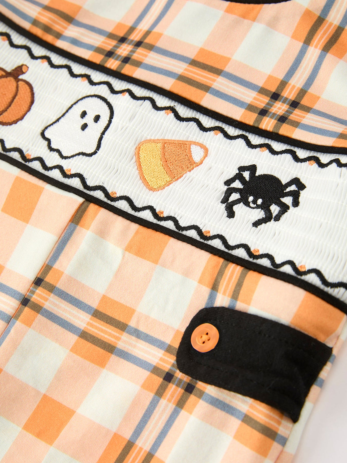 Rylee Faith Designs - Halloween Plaid Boys JonJon Romper - alternate view 4