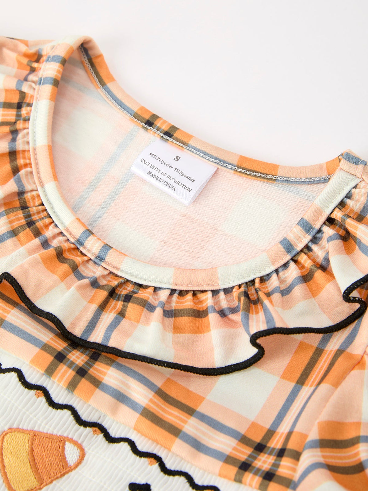 Rylee Faith Designs - Halloween Plaid Smocked Girls Dress - alternate view 3