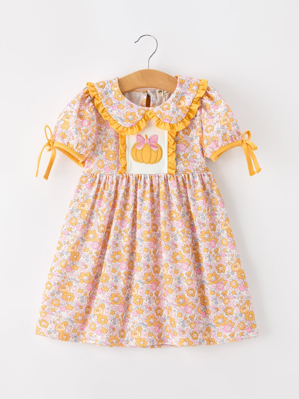 Rylee Faith Designs - Halloween Pumpkin Floral Girls Dress