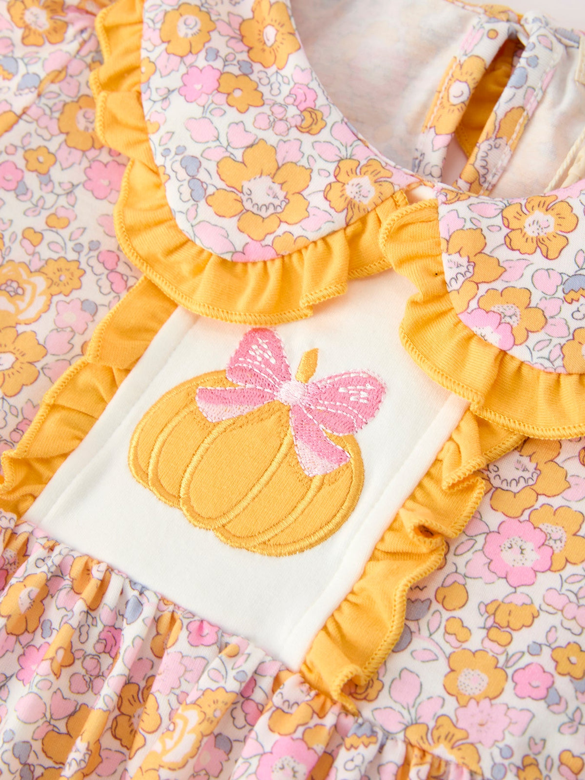 Rylee Faith Designs - Halloween Pumpkin Floral Girls Dress - alternate view 3