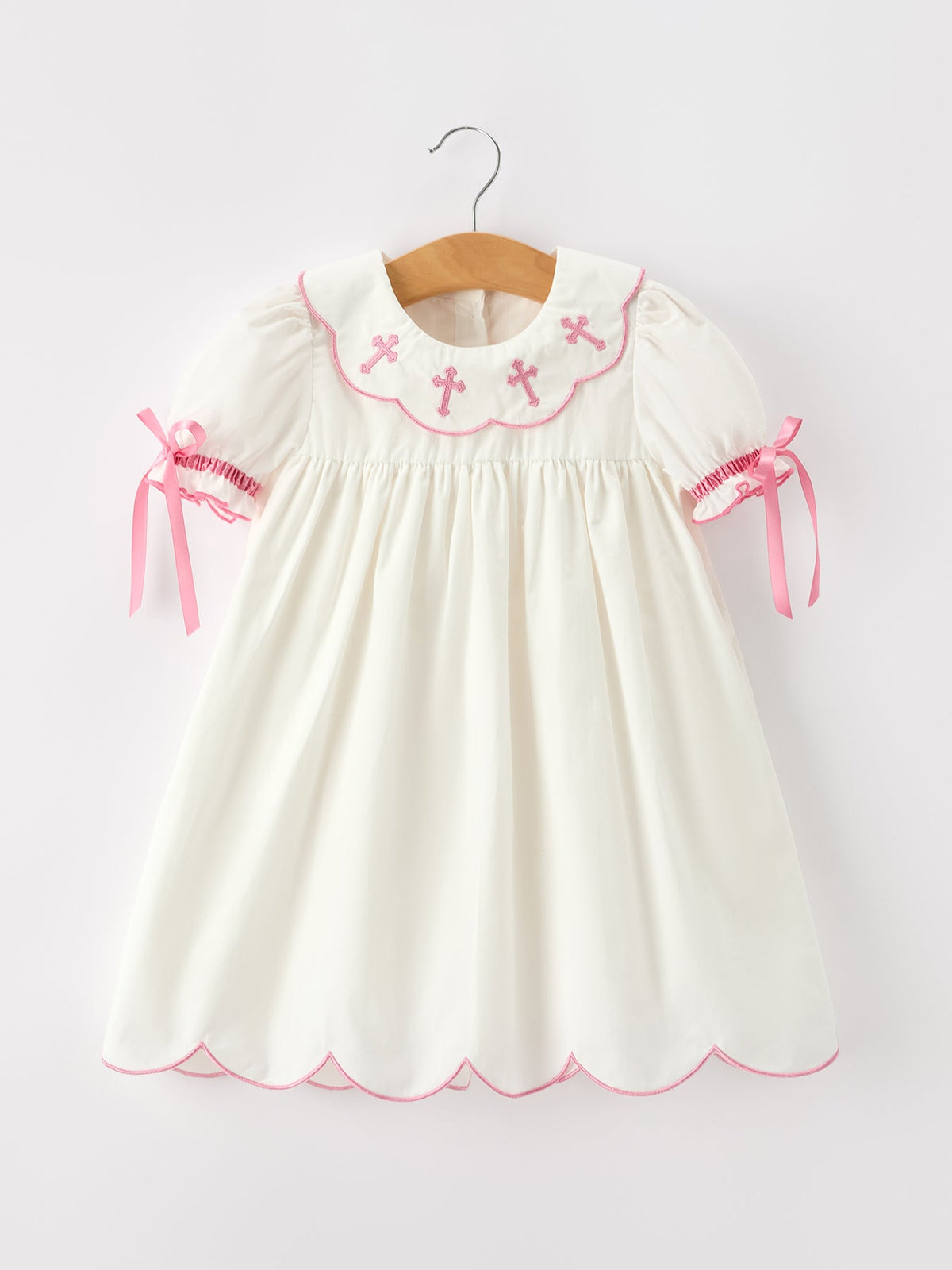 Rylee Faith Designs - Pink Cross Bishop Christening Girls Dress