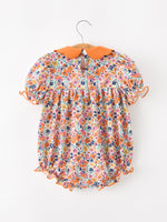 Rylee Faith Designs - Fall Floral Smocked Petals Collar Girls Bubble Romper - alternate view 8