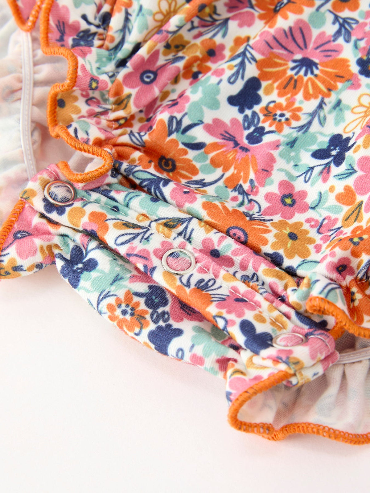 Rylee Faith Designs - Fall Floral Smocked Petals Collar Girls Bubble Romper - alternate view 11