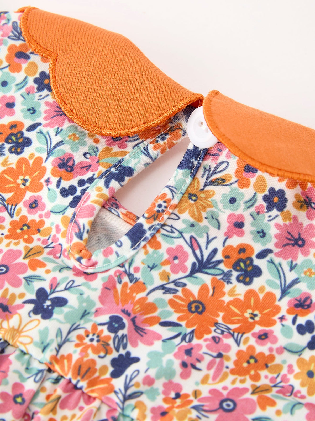 Rylee Faith Designs - Fall Floral Smocked Petals Collar Girls Bubble Romper - alternate view 12