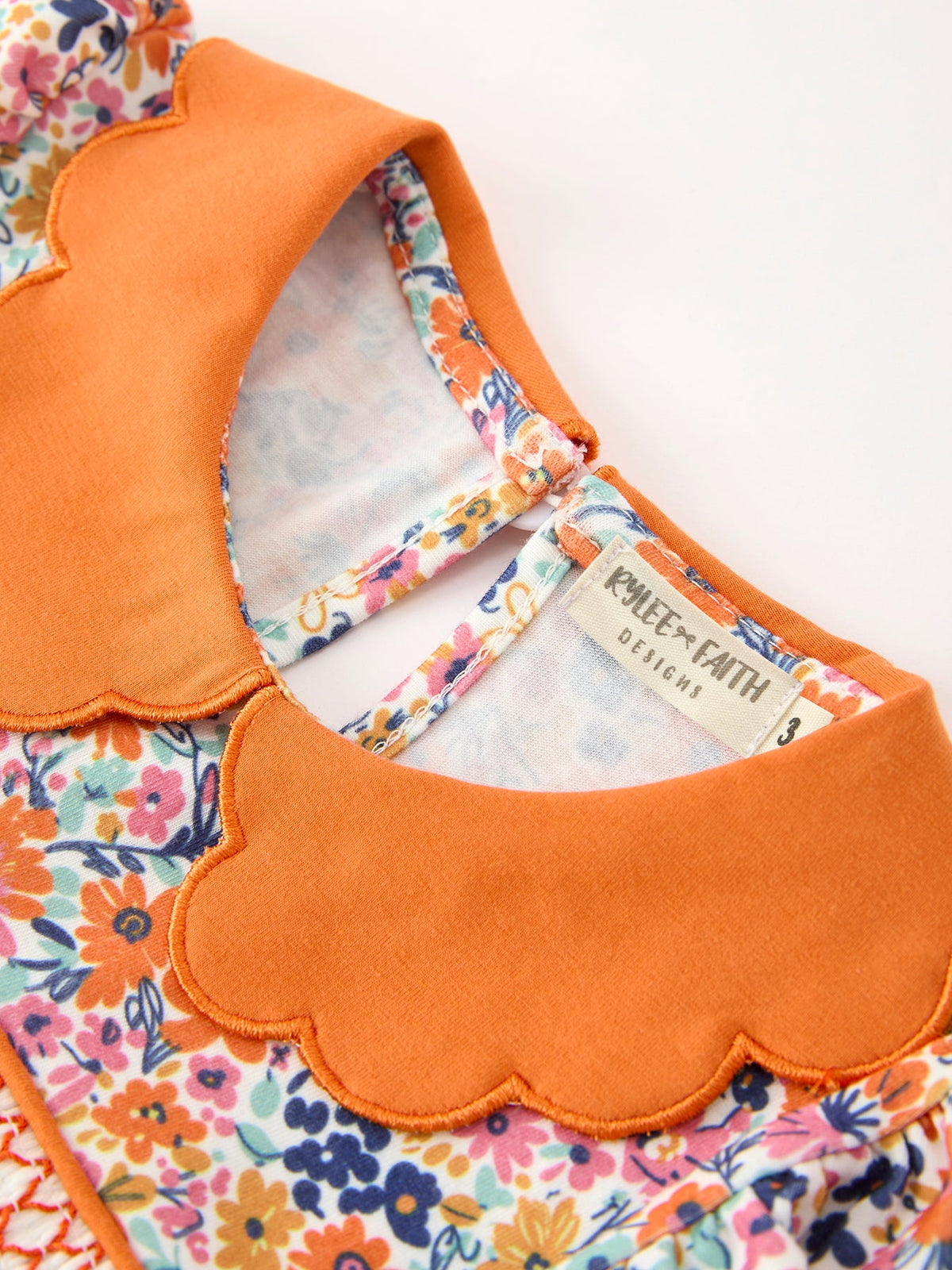 Rylee Faith Designs - Fall Floral Smocked Petals Collar Girls Dress - alternate view 10