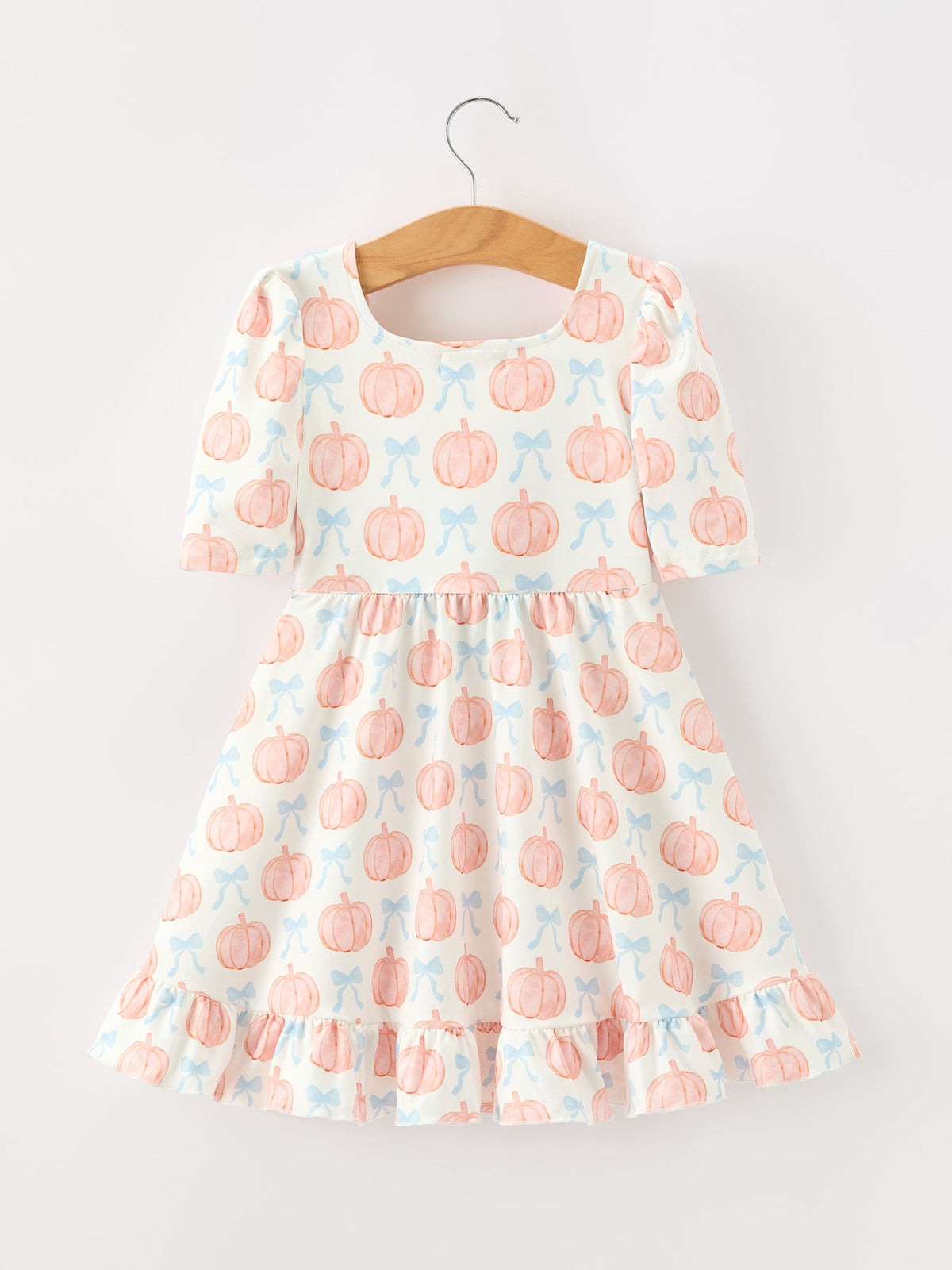 Rylee Faith Designs - Halloween Thanksgiving Pumpkin Bow Girls Twirl Ruffle Dress - alternate view 8