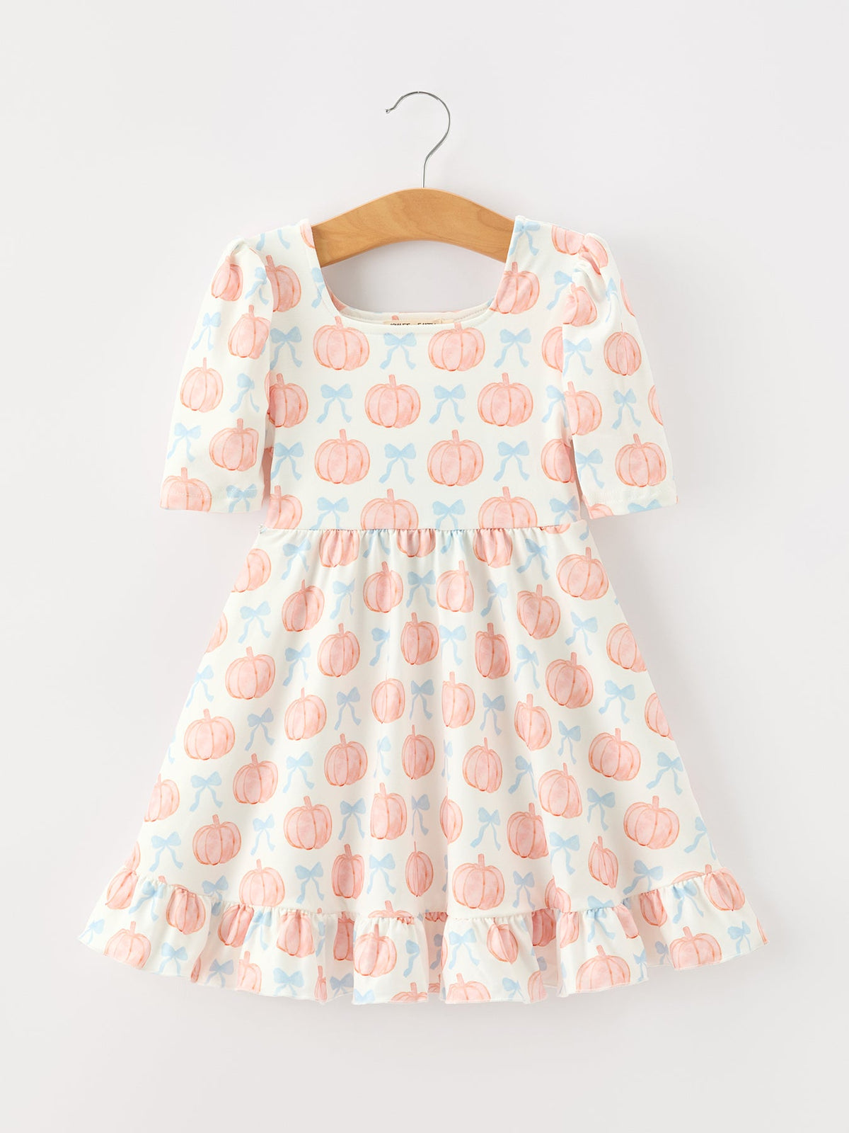 Rylee Faith Designs - Halloween Thanksgiving Pumpkin Bow Girls Twirl Ruffle Dress - alternate view 7