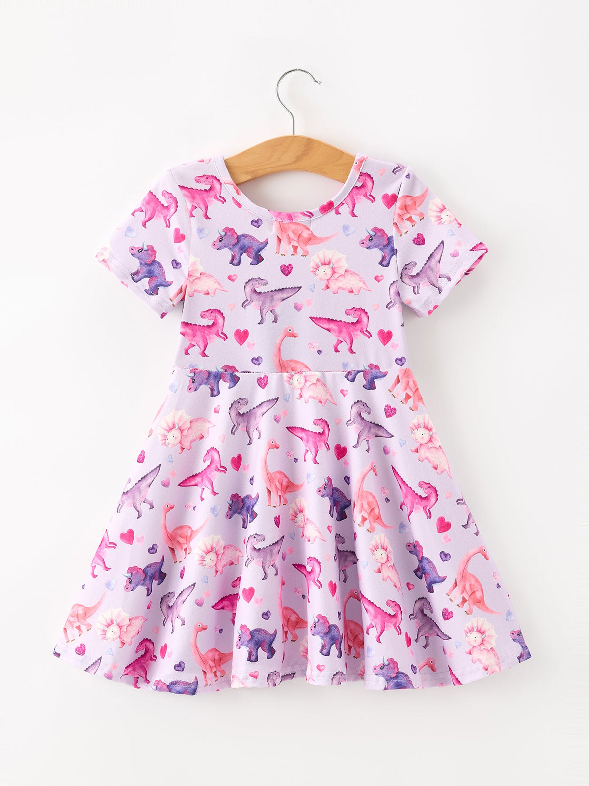 Rylee Faith Designs - Dinosaur Heart Twirl Girls Dress Short Sleeves - alternate view 8