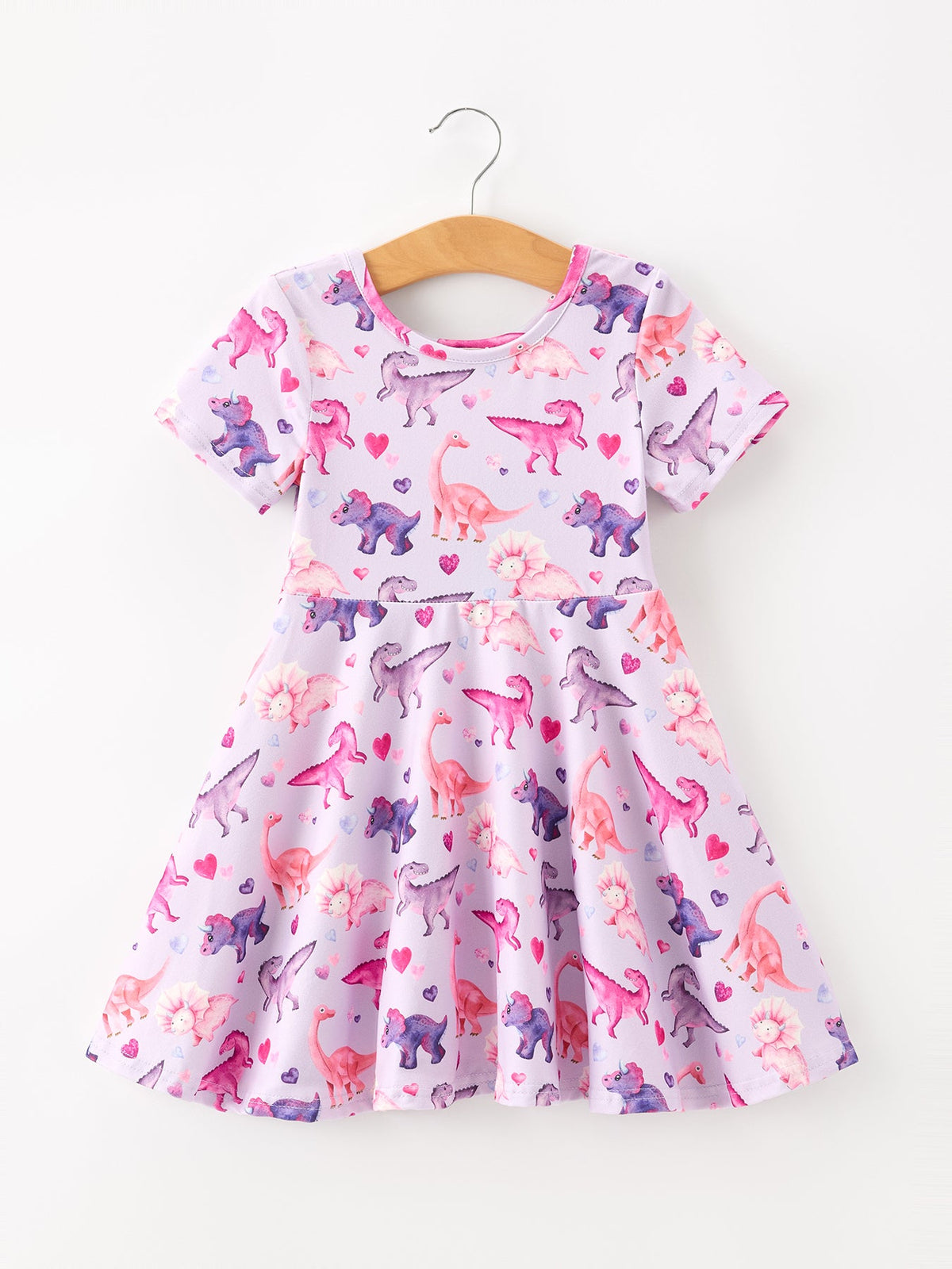 Rylee Faith Designs - Dinosaur Heart Twirl Girls Dress Short Sleeves - alternate view 6