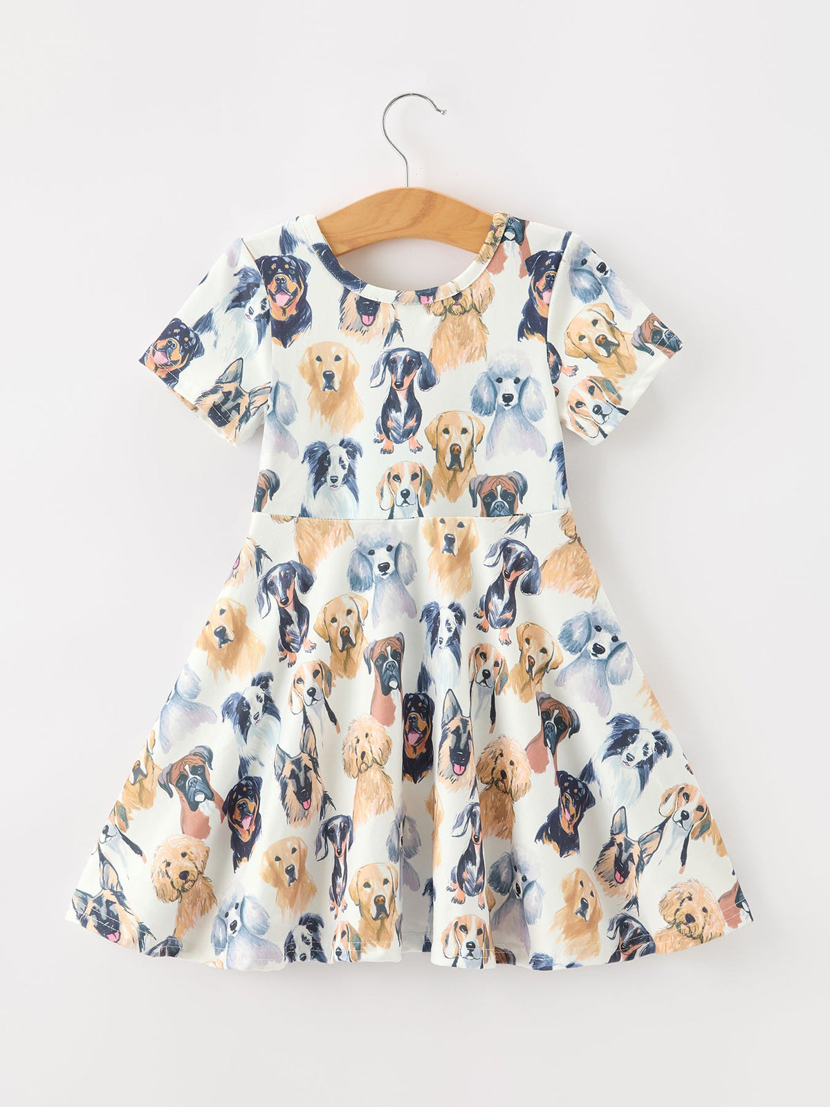 Rylee Faith Designs - Dog Print Girls Short Sleeve Twirl Dress - alternate view 2