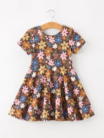 Rylee Faith Designs - Fall Floral Twirl Girls Dress Short Sleeve