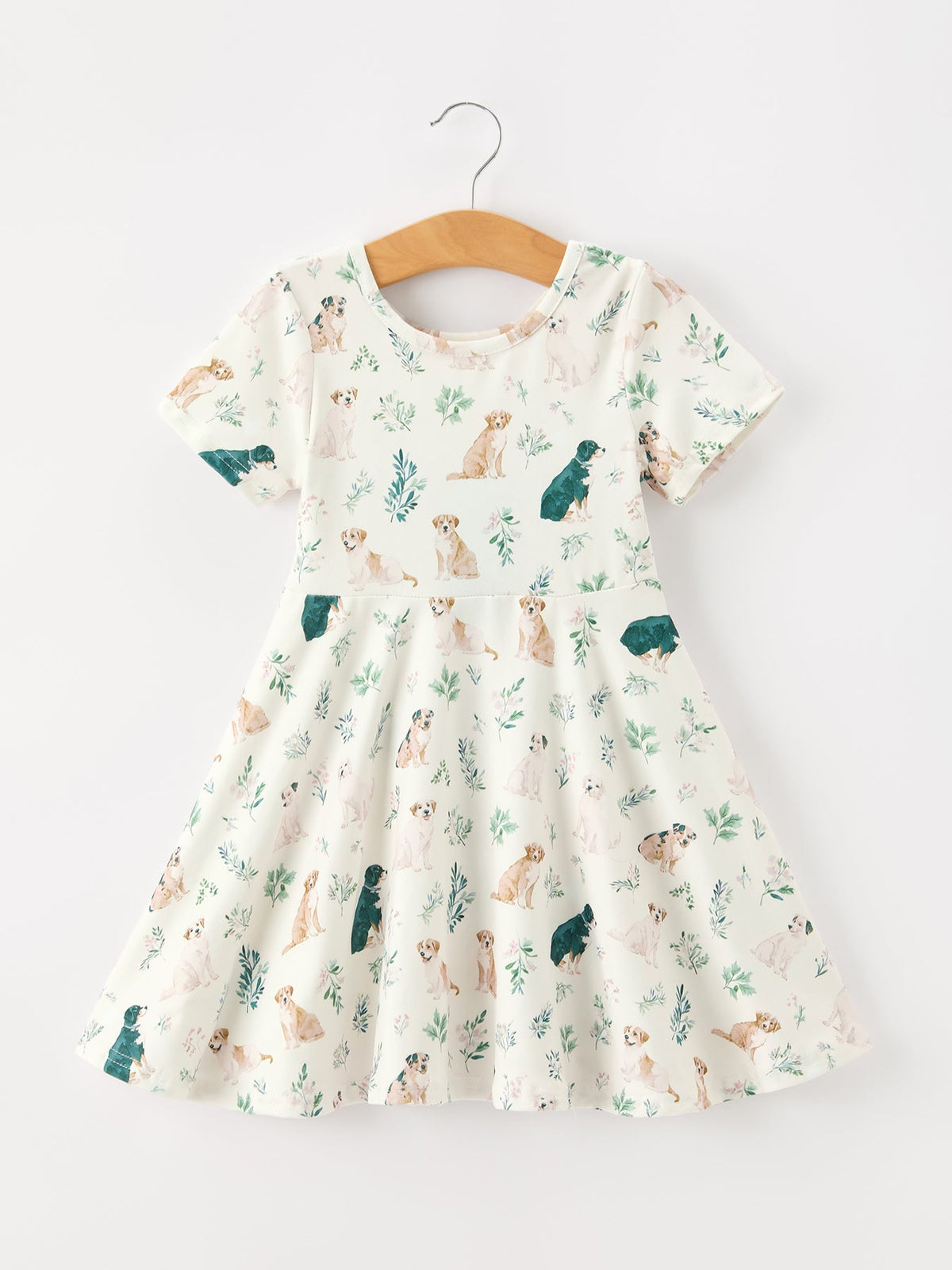 Rylee Faith Designs - Puppy Floral Twirl Girls Dress