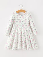 Rylee Faith Designs - Fall Ballet Bow Girls Long Sleeve Twirl Dress