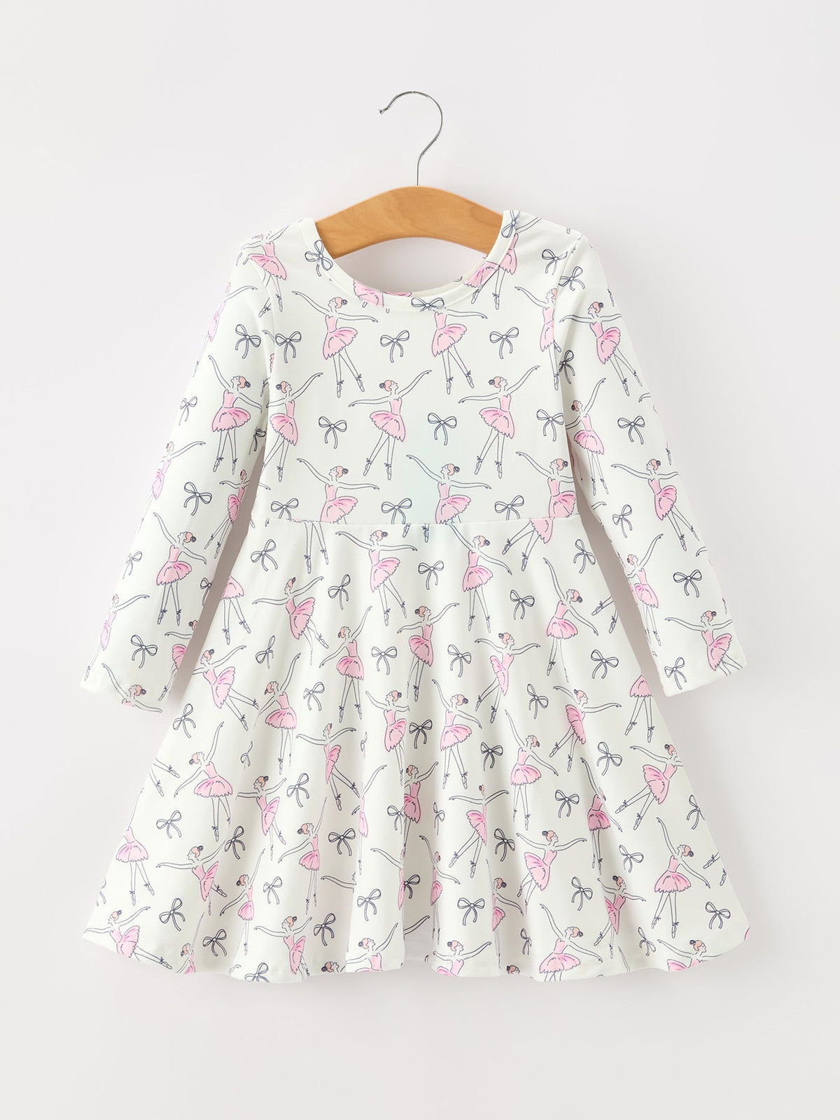 Rylee Faith Designs - Fall Ballet Bow Girls Long Sleeve Twirl Dress