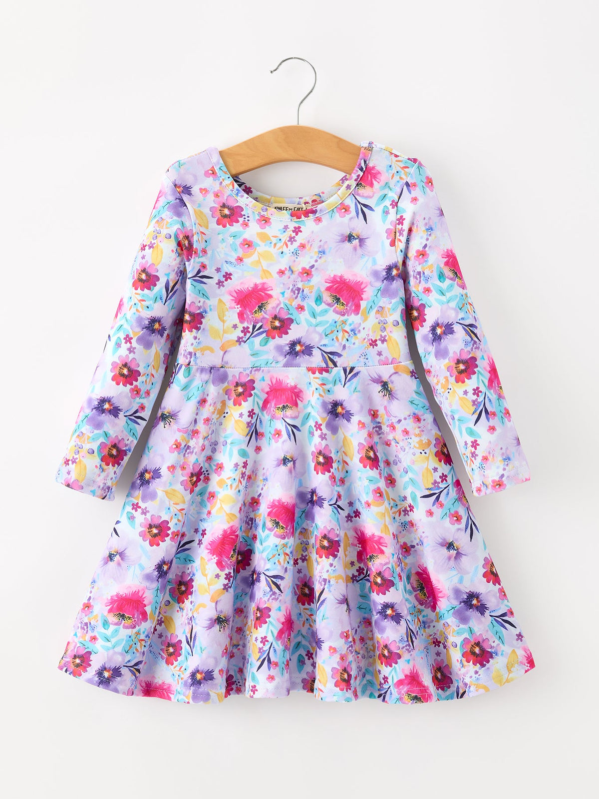 Rylee Faith Designs - Fall Watercolor Floral Print Girls Ruffle Hem Twirl Dress