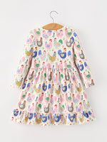 Rylee Faith Designs - Fall Farm Chicken Print Girls Ruffle Hem Twirl Dress - alternate view 7