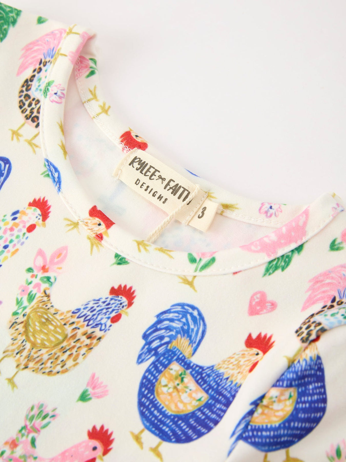 Rylee Faith Designs - Fall Farm Chicken Print Girls Ruffle Hem Twirl Dress - alternate view 8