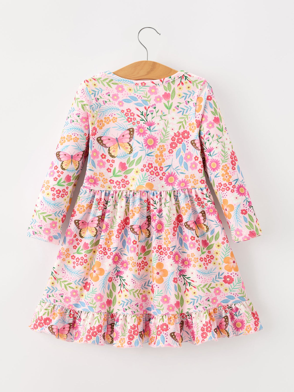 Rylee Faith Designs - Fall Butterfly Floral Print Girls Ruffle Hem Twirl Dress - alternate view 7
